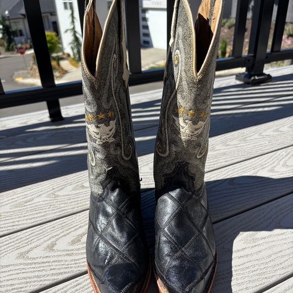 El General 1901 Western Cowboy Outdoor Rodeo Boots Black Leather Men's Size 7 - Picture 6 of 11